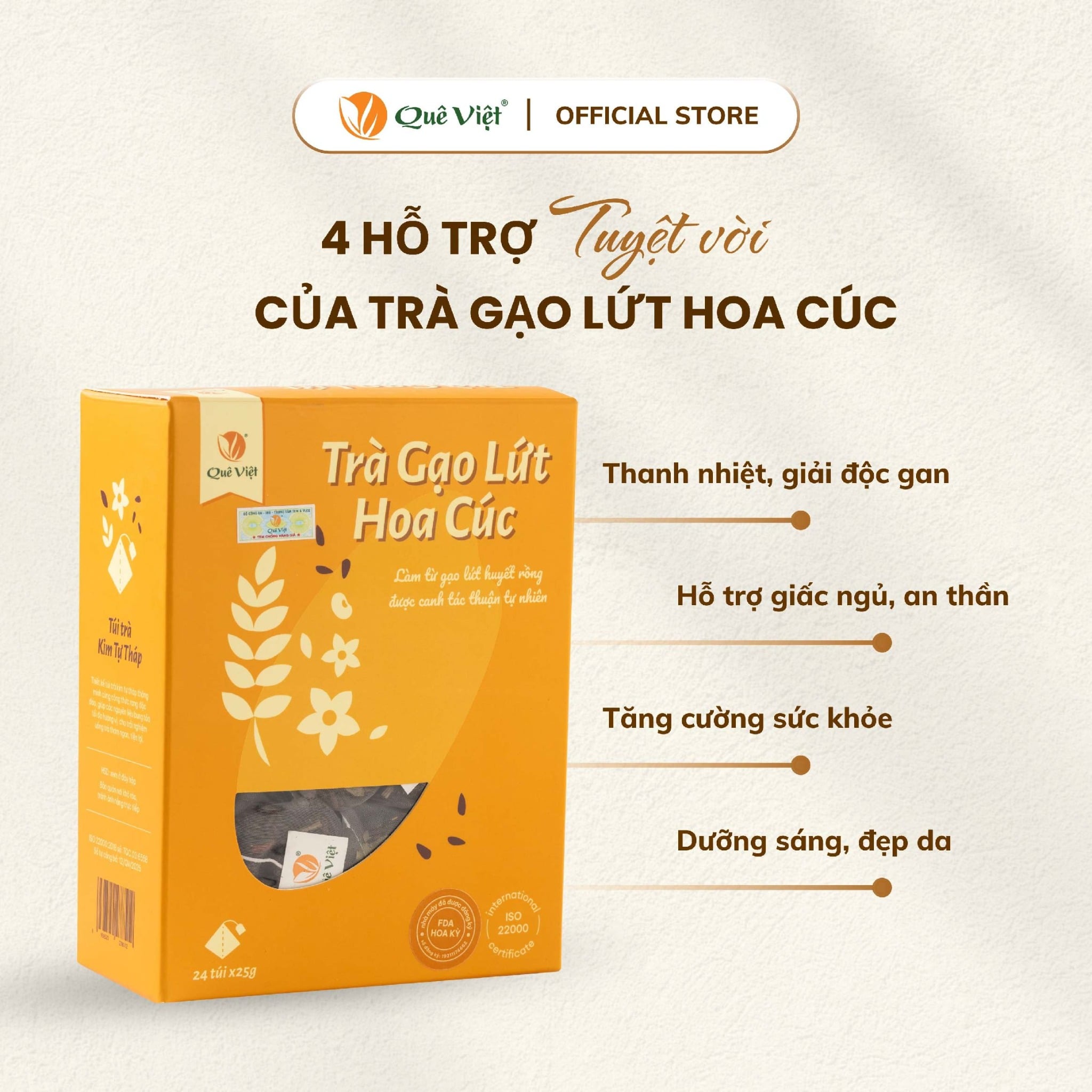 [CHÍNH HÃNG] Trà Hoa Cúc Khô Quê Việt Giúp An Thần, Ngủ Ngon, Giảm Căng Thẳng - Hộp 450g