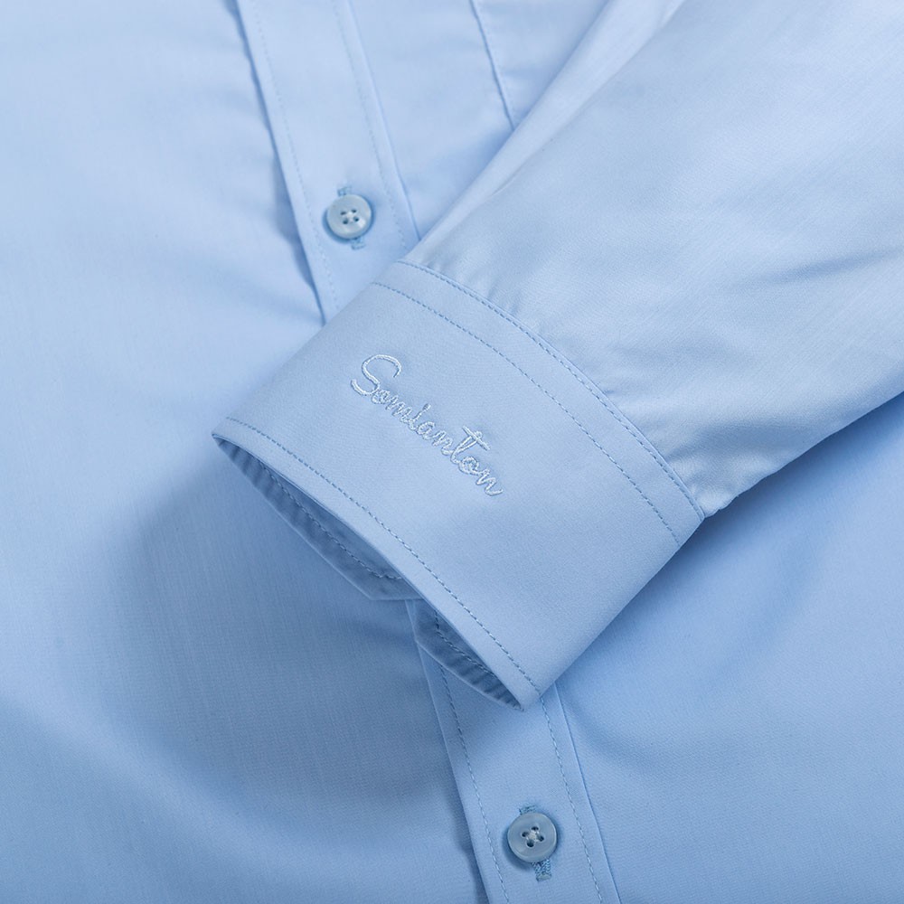 Áo Sơ Mi Nam Công Sở Trung Niên Thương Hiệu Anton Dài Tay Công Sở Vải Cotton Xanh Dương -XA14