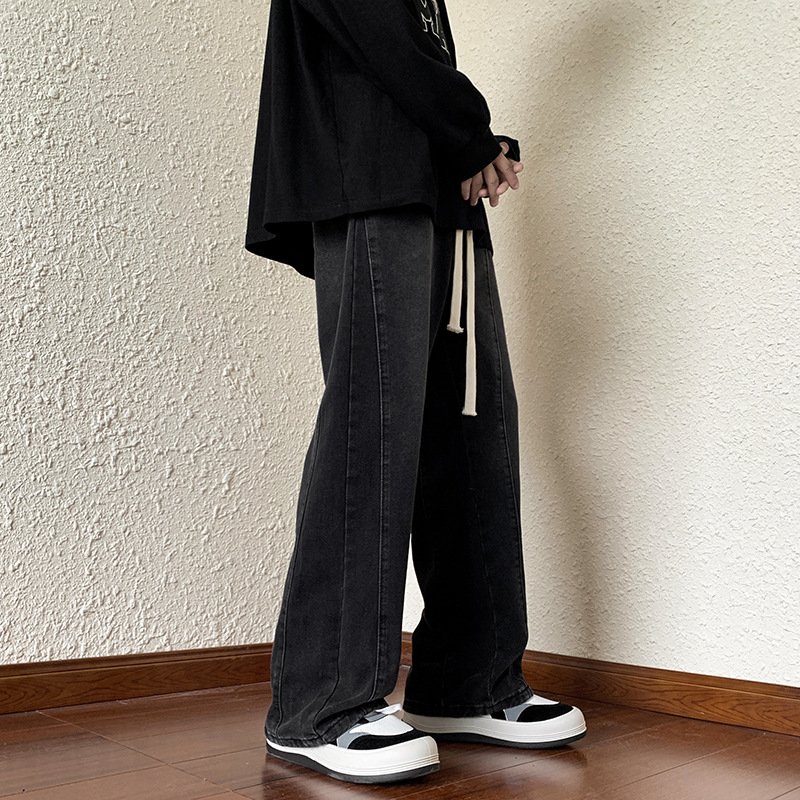 Quần jean nam nữ ông rộng cao cấp - quần bò nam ống suông- phong cách hàn quốc - Quần Jean Nam Hàn Quốc họa tiết gân d - M