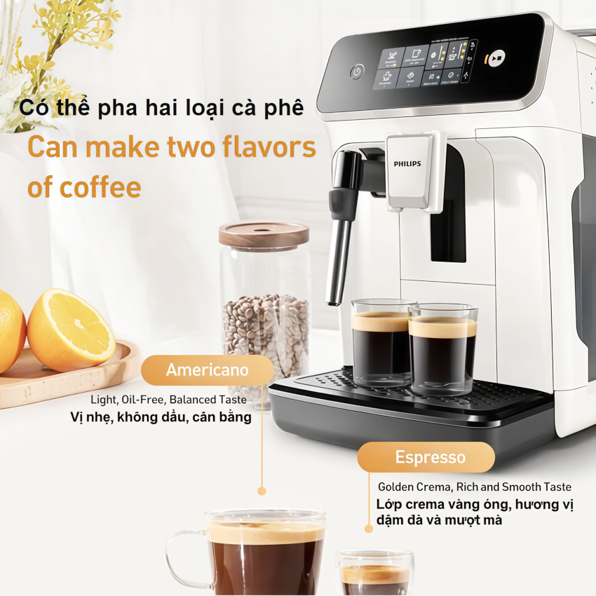 Máy pha cà phê Espresso, Americano tự động và Capuccino, Latte thương hiệu Hà Lan cao cấp Philips EP1221/69 - Hàng chính hãng