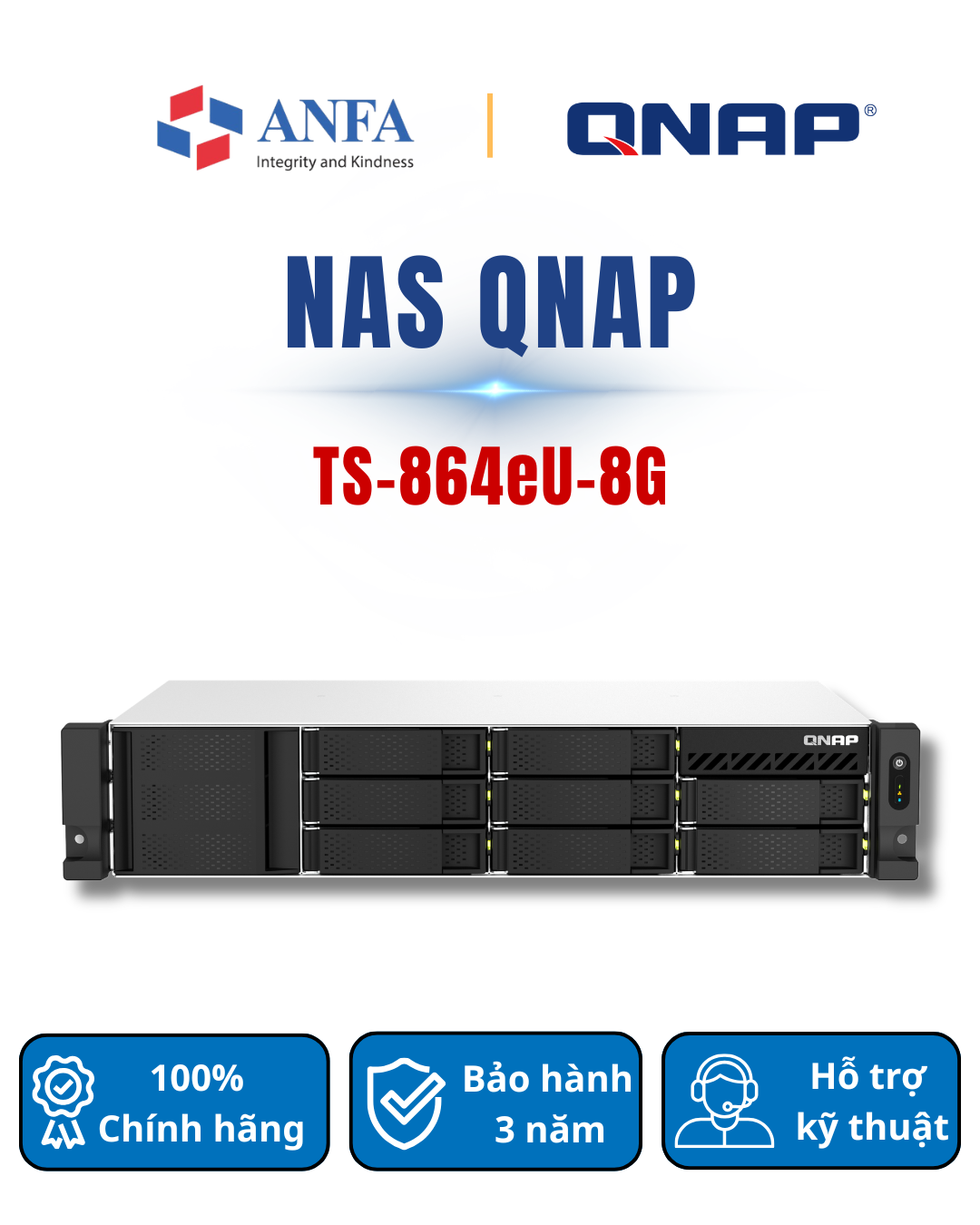 Thiết bị lưu trữ Nas QNAP, Model: TS-864eU-8G-Hàng chính hãng
