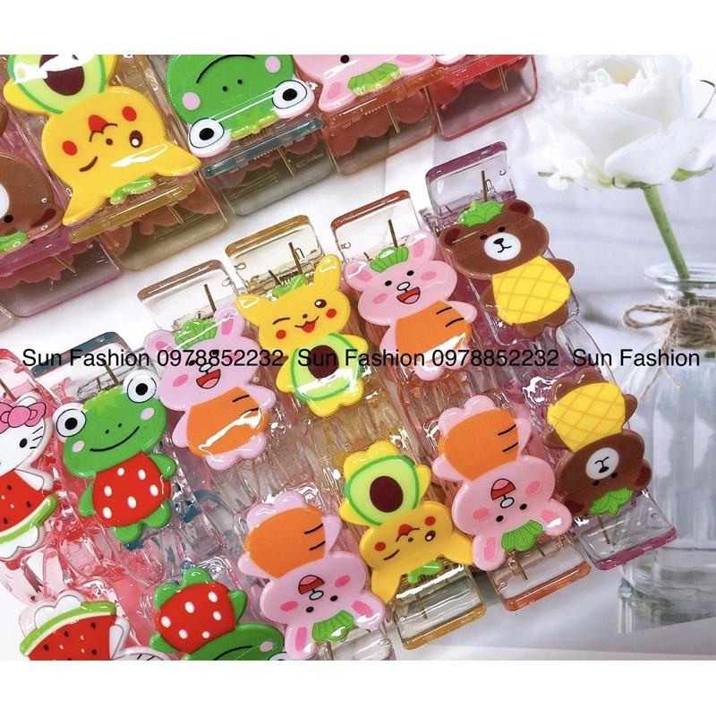 Kẹp càng cua trong suốt 3 răng, 5 răng hình thú, con vật, hoạt hình, trái cây, 12 con giáp màu sắc đáng yêu