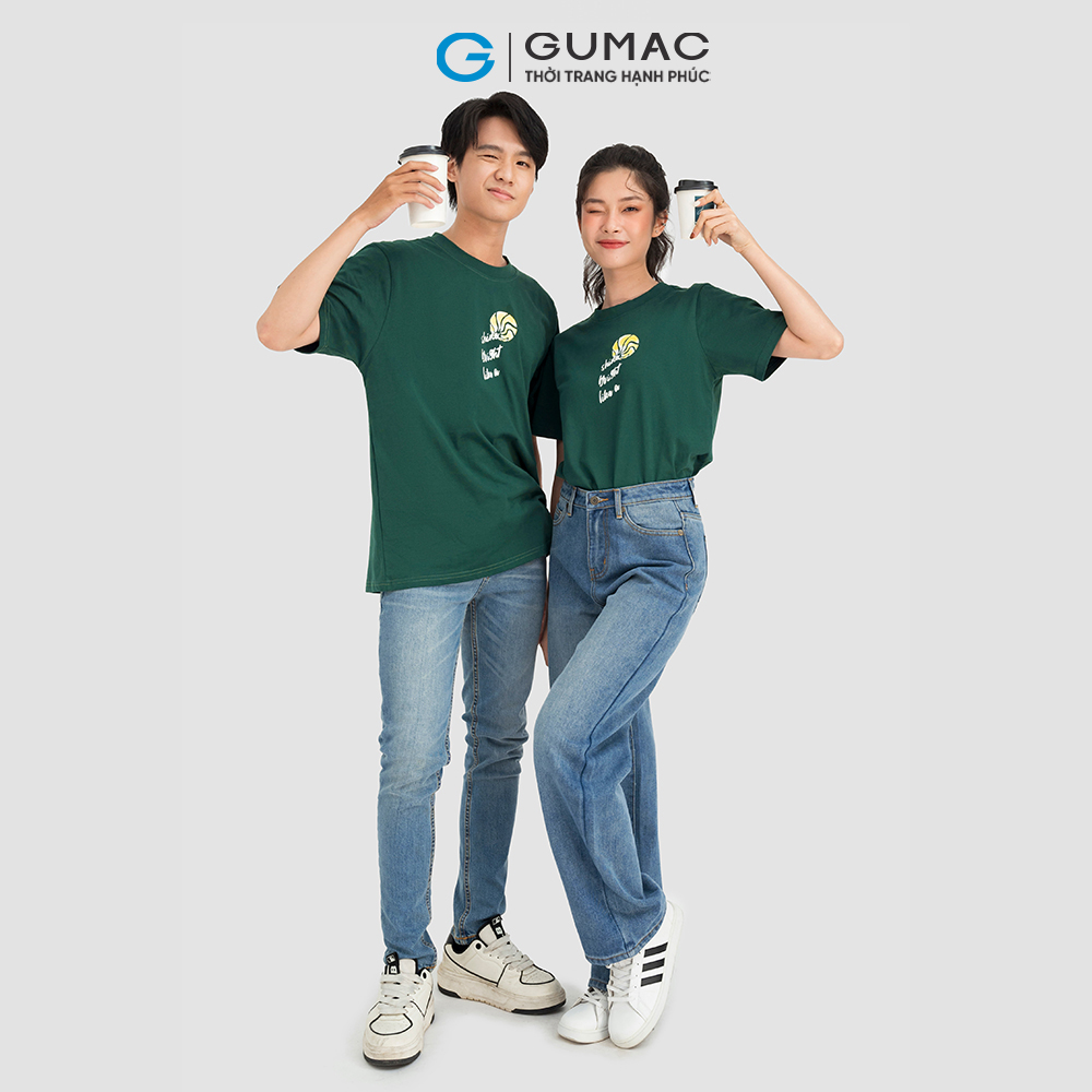 Áo thun nữ cotton GUMAC ATC08044 cổ tròn in shine
