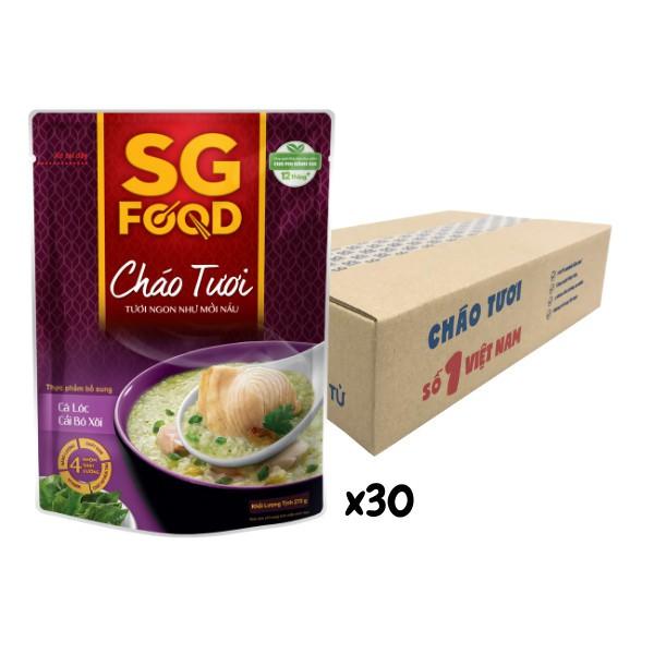 Thùng Cháo Tươi Sài Gòn Food Cá Lóc Cải Bó Xôi Gói 240g x 30 Gói