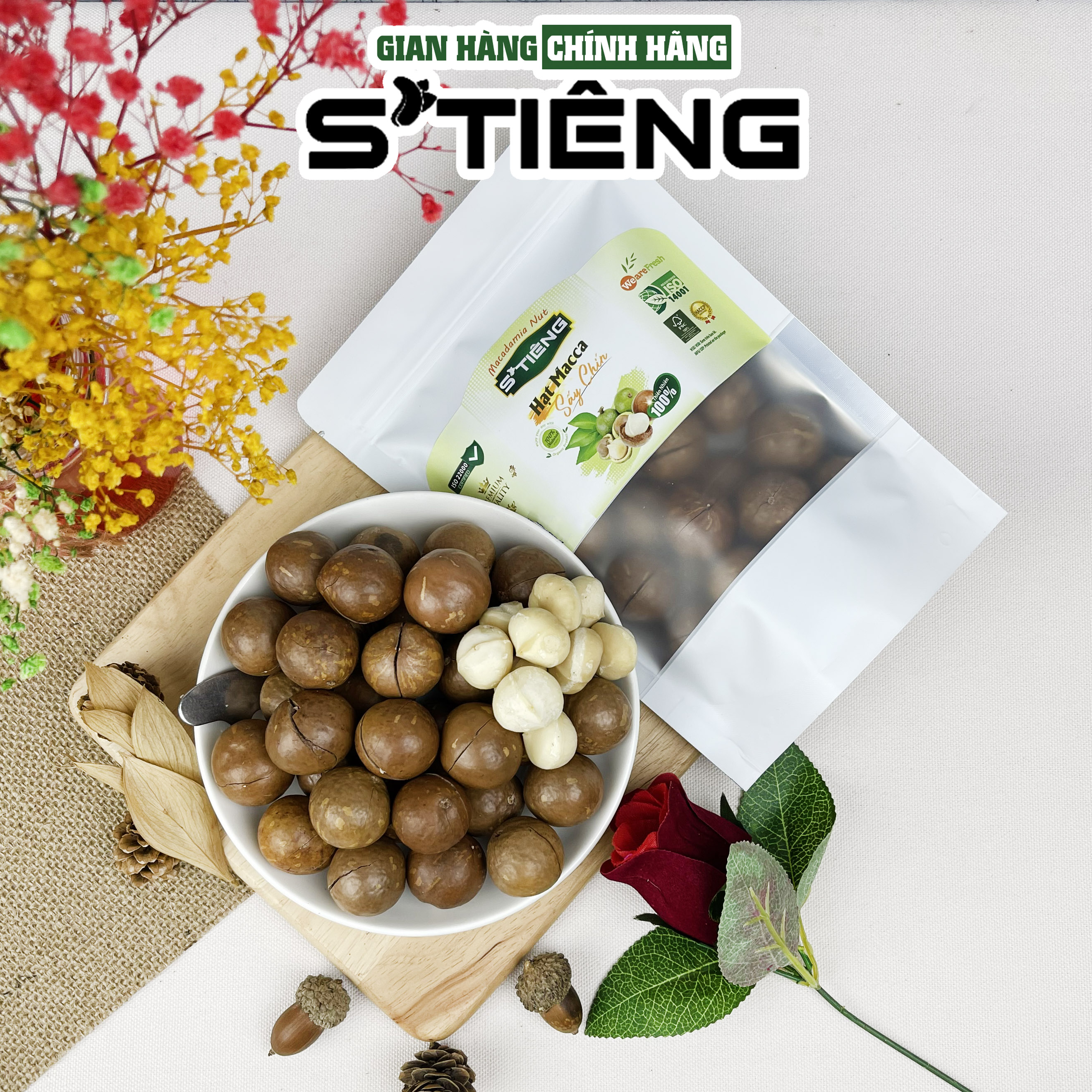 Hạt Macca Nứt Vỏ Sấy Chín STIENG Giòn Ngon