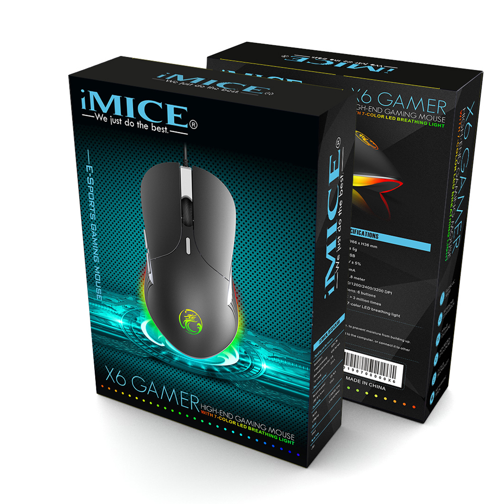 Chuột Chơi Game Có Dây Cao Cấp Imice X6 6400Dpi Optimize For Game 4000Frames/S Sử Lý Mượt Mà Không Độ Trễ- Hàng Chính Hãng