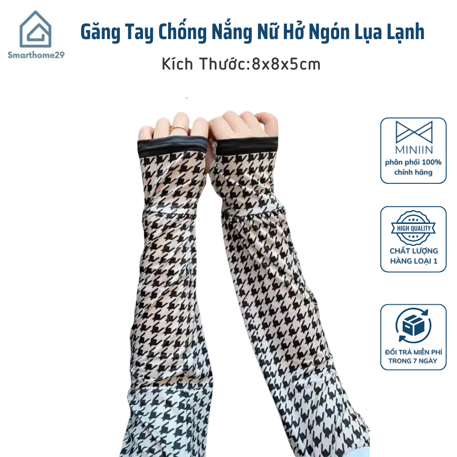 Găng Tay Chống Nắng Nữ Hở Ngón Lụa Lạnh – Chống Tia UV, Mát Lạnh, Phong Cách Hàn Quốc - HÀNG CHÍNH HÃNG MINIIN