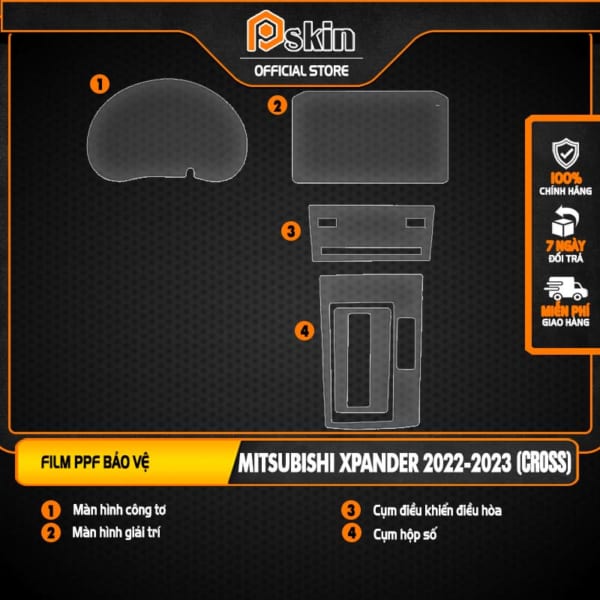 Miếng dán PPF bảo vệ toàn diện nội thất ô tô Mitsubishi Xpander  - Chống trầy xước tối ưu, làm bóng và làm mới bề mặt nội thất, tăng độ bền khi sử dụng