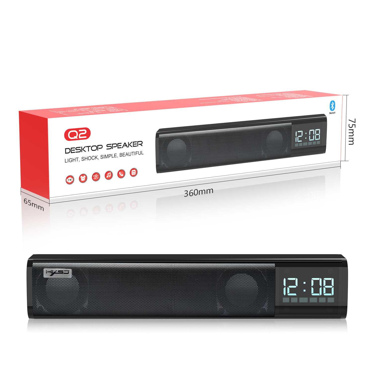 Loa Bluetooth HXSJ Q2, Loa nghe nhạc USB thẻ nhớ, FM, Dùng cho điện thoại, máy tính, tivi - Hàng chính hãng