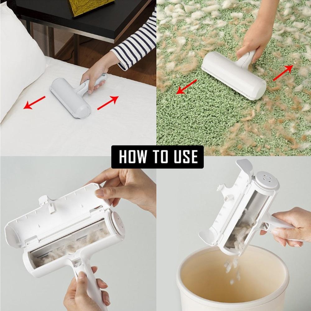 2-Way Pet Hair Remover Roller Fur Away Lint Sticking Roller Reusable Dog Cat Hair Cleaning Brush From Furniture Sofa Clothes