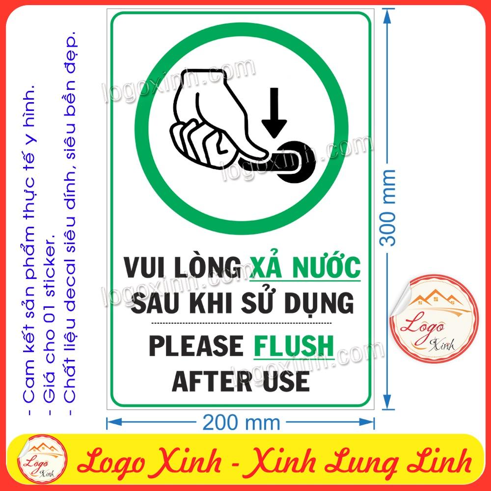 LOGO TEM STICKER XẢ NƯỚC SAU KHI SỬ DỤNG TRONG NHÀ VỆ SINH-NHẮC NHỞ SỬ DỤNG WC TOILET NHÀ VỆ SINH