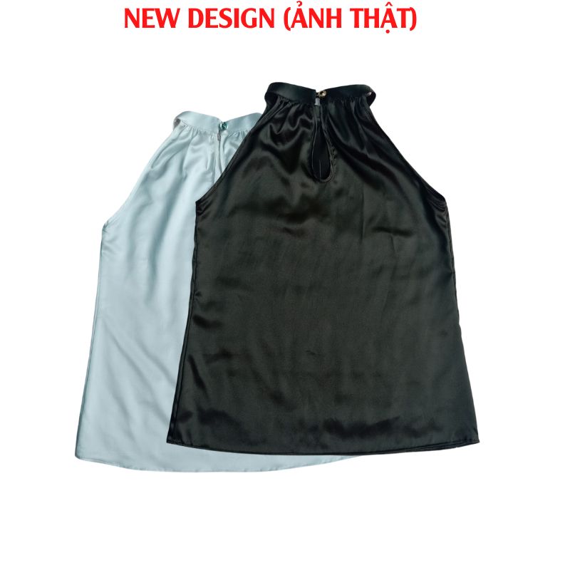 Áo kiểu nữ, Áo sát nách cổ yếm sang chảnh chất Lụa latin cao cấp thoáng mát New Design AO0012