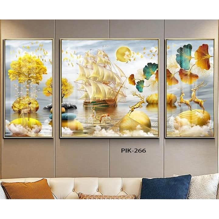 Bộ 3 Tranh canvas giá xưởng - Tặng kèm đinh đa năng không cần khoan tường - Tranh treo tường thiết kế theo yêu cầu