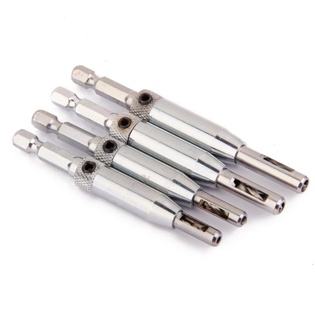 4Pcs Hinge Hole Boring Cutter Wood Drill Bit Set 5/64'' 7/64'' 9/64''11/64''
