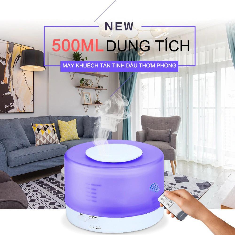 Máy Khuếch Tán Tinh Dầu, Máy Xông Tinh Dầu Trụ Trong Dung Tích 500ml - Tặng Tinh Dầu 10ml - GULIFE MKT16 Bảo Hành 12th