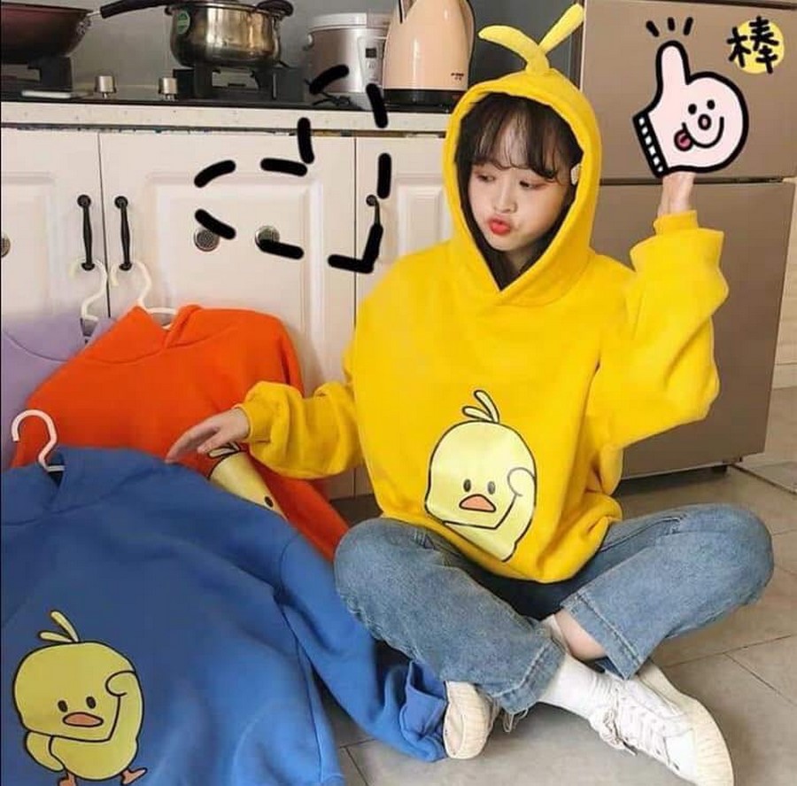 Áo Khoác Hoodie Vịt Gà Con Dễ Thương Trùm Đầu Hàn Quốc Mới 2019