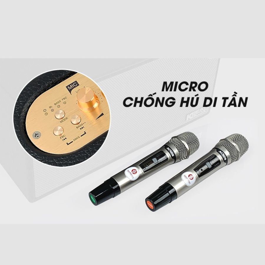 Loa kéo Acnos NL4501 Ultra - Loa di động thùng gỗ bọc da công suất 750W tặng kèm micro hát karaoke chống hú cao cấp - Hàng nhập khẩu