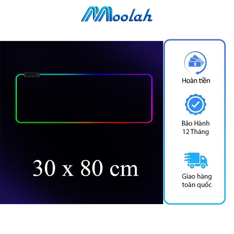Lót Chuột Cỡ Lớn Có Đèn Led RGB Dày Dặn 4mm Nhiều Size Chuyên Game Chống Trơn Trượt Pad Chuột Bàn Phím Chống Thấm Nước Di Chuột Mượt Mà Decor Bàn Làm Việc Siêu Bền - ML008