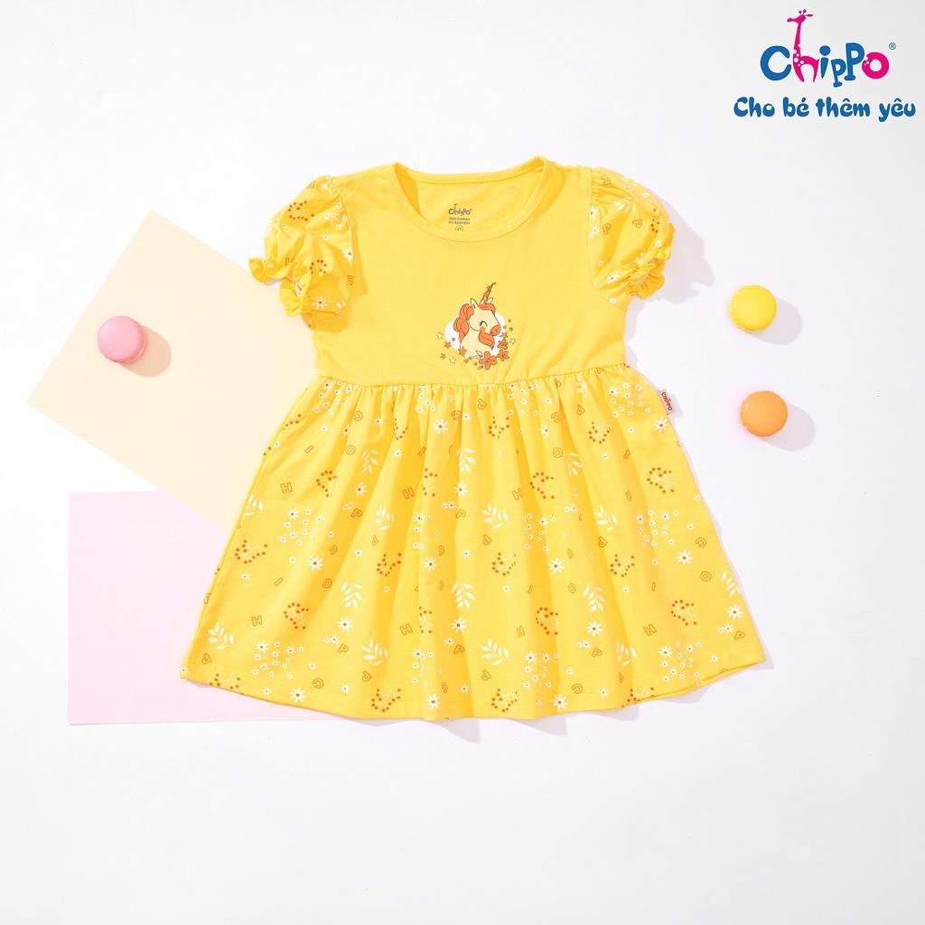 Váy cổ tròn Chippo cho bé gái chất liệu 100% Cotton Váy thun Đầm cho bé từ 1 đến 5 tuổi (10-19Kg)