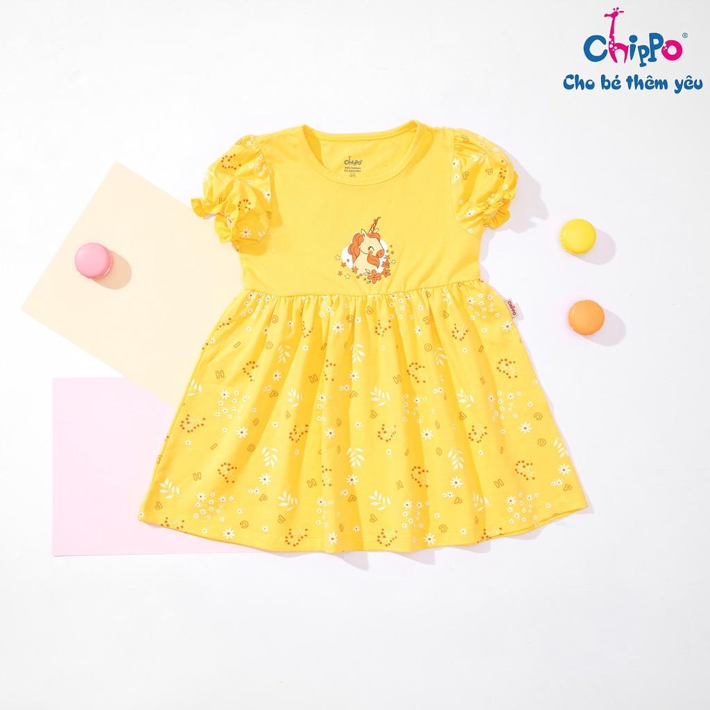 Váy cổ tròn Chippo cho bé gái chất liệu 100% Cotton Váy thun Đầm cho bé từ 1 đến 5 tuổi (10-19Kg)