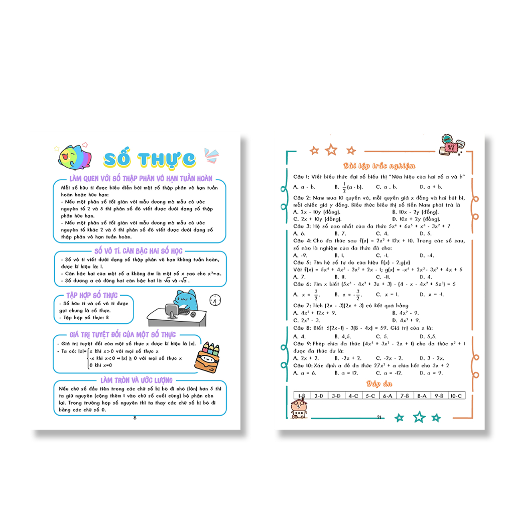 Sách - Combo Sổ Tay Hack Kiến Thức Toán Anh 7 &amp; Đề Cương Toán Văn Anh 7 Học Theo SKETCHNOTE