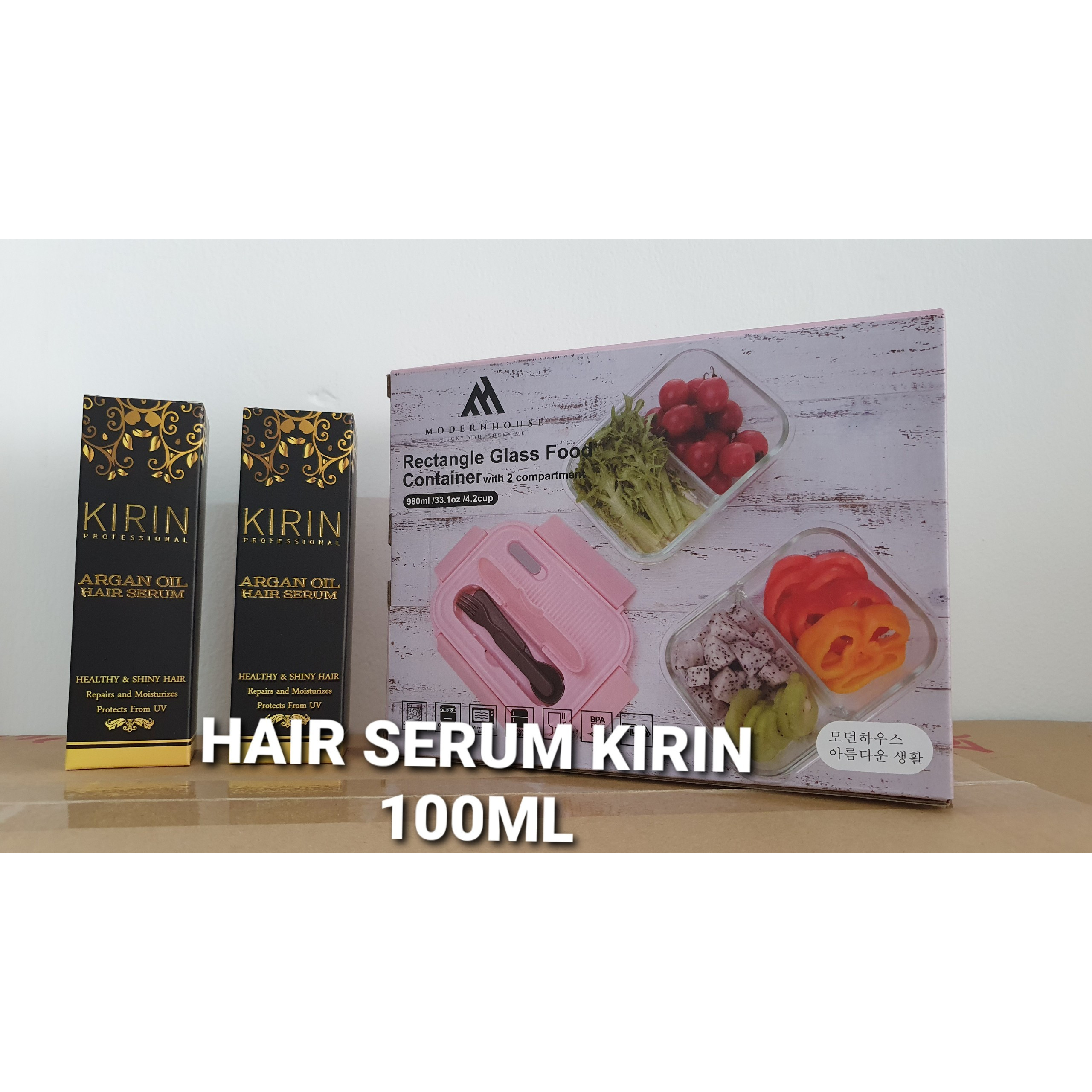 COMBO 2 TINH DẦU ARGAN KIRIN 100ML (HAIR SERUM) + 1 HỘP THỦY TINH CAO CẤP