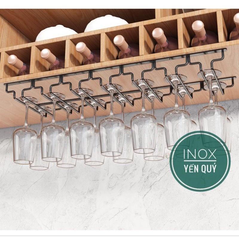INOX 304 GIÁ KỆ TREO LY 3/4/5/6/7 HÀNG SÂU 22 / 27CM MÀU ĐEN CHỊU LỰC CHỊU NƯỚC TỐT