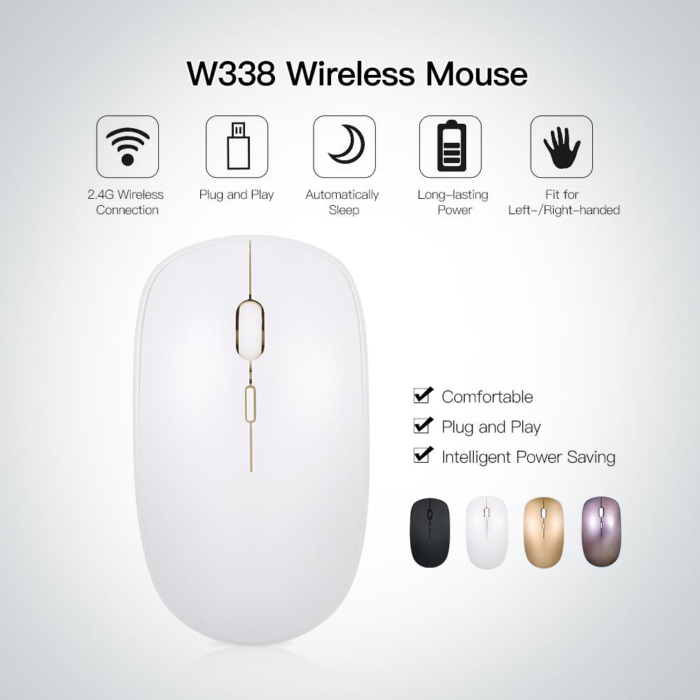 Chuột không dây 2.4G 1600DPI Chuột quang có thể sạc và di động với đầu thu USB 4 nút dành cho máy tính xách tay PC