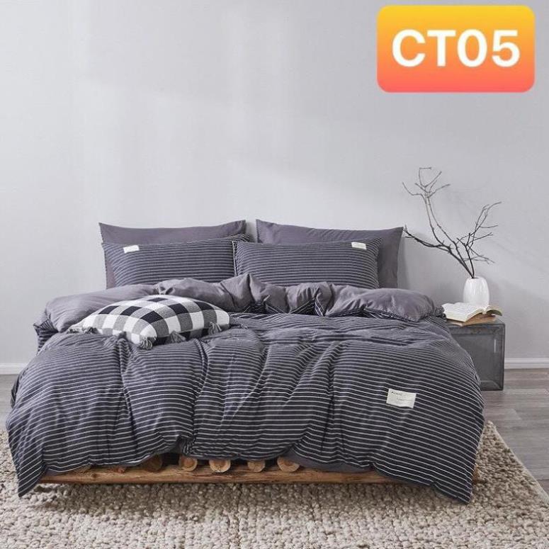 Bộ chăn ga gối Cotton TC sọc caro 4 món