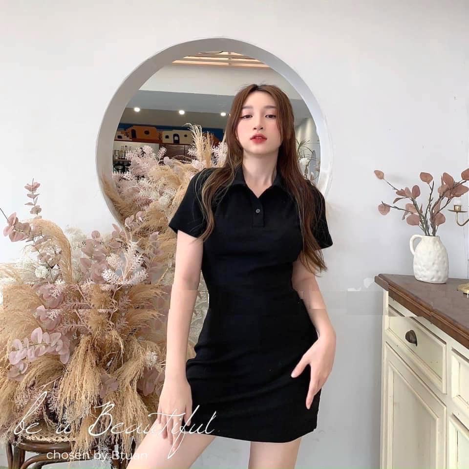 Váy suông cộc tay - đầm suông ngắn tay cổ đức 3 màu chất cotton