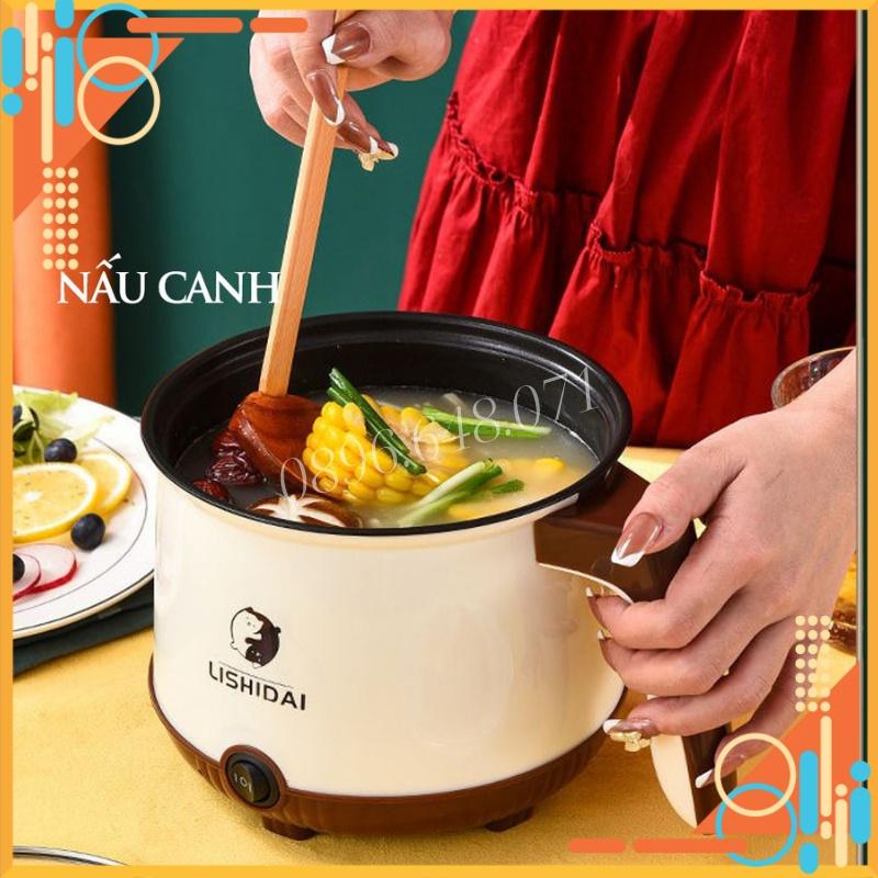 Nồi Lẩu Điện Mini 2 Tầng Chống Dính Tặng Khay Hấp , Ca Nấu Mì Mini Đa Năng
