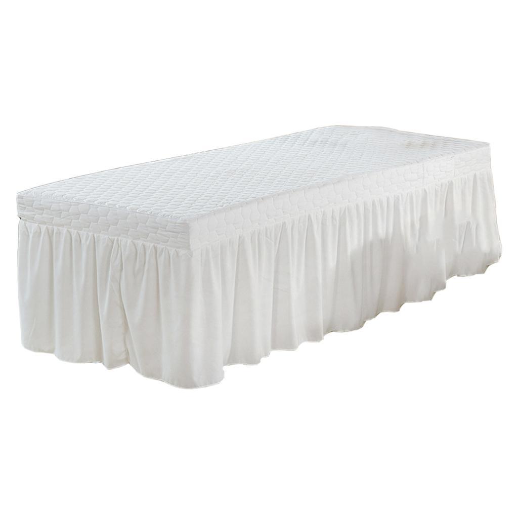 Massage Table Skirt Beauty Bed Cover Valance Sheet  2 White