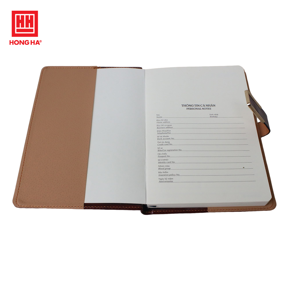 Sổ da A5 200 trang Meeting Book Hồng Hà