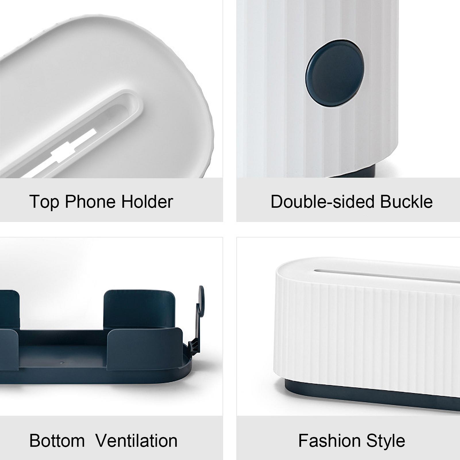 Cable Management Box with Phone Holder Lid Desk Wire Organizer Power Strips Protector Cord Hider Box Cord Organizer