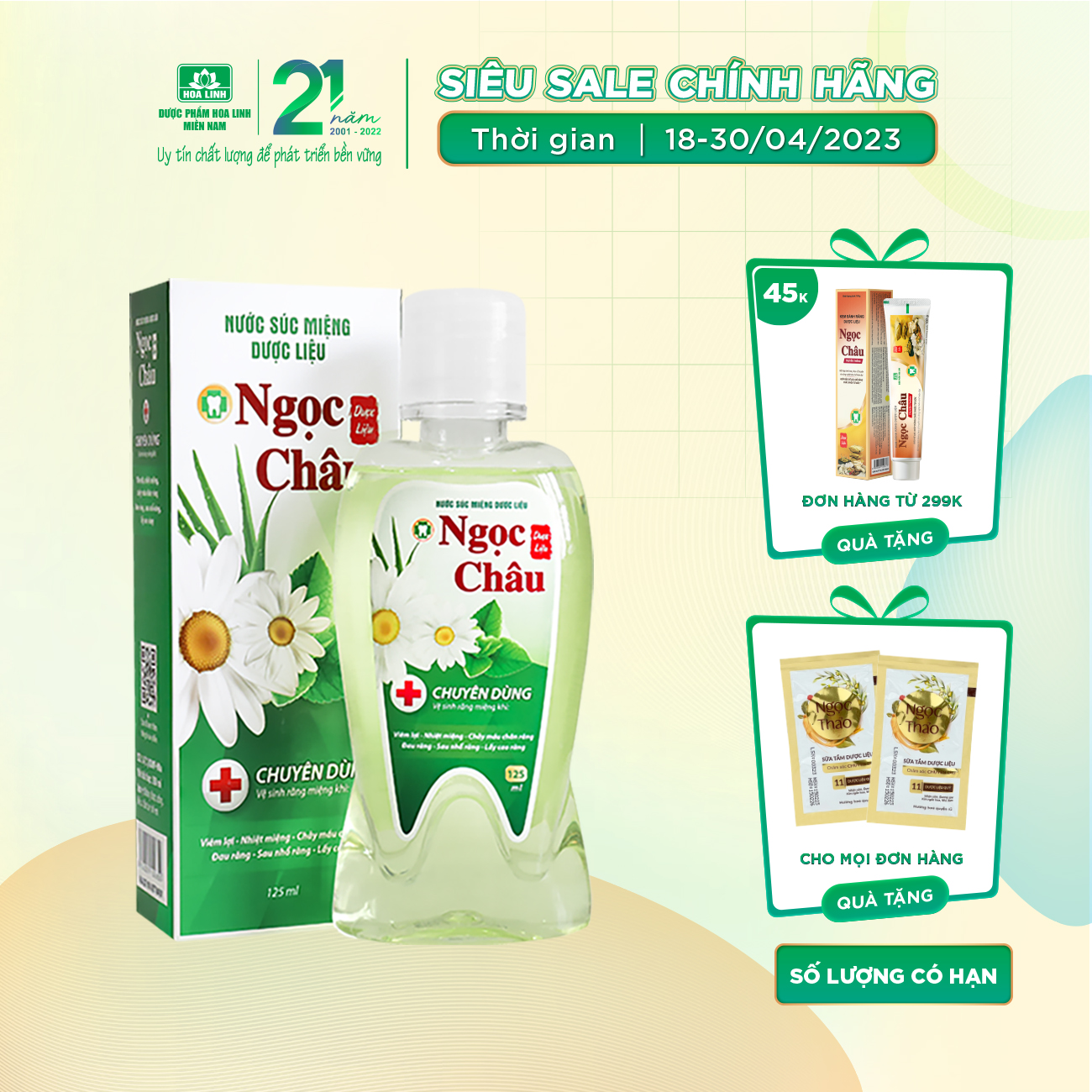 Nước súc miệng Dược liệu Ngọc Châu 125ml