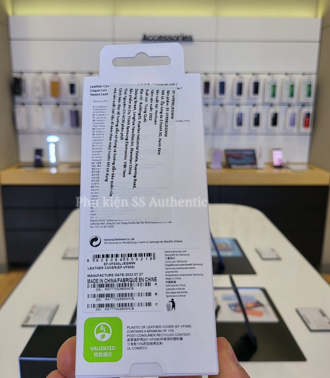 Ốp lưng da F936, Xanh xám dành cho Samsung Fold 4 - Hàng Chính hãng