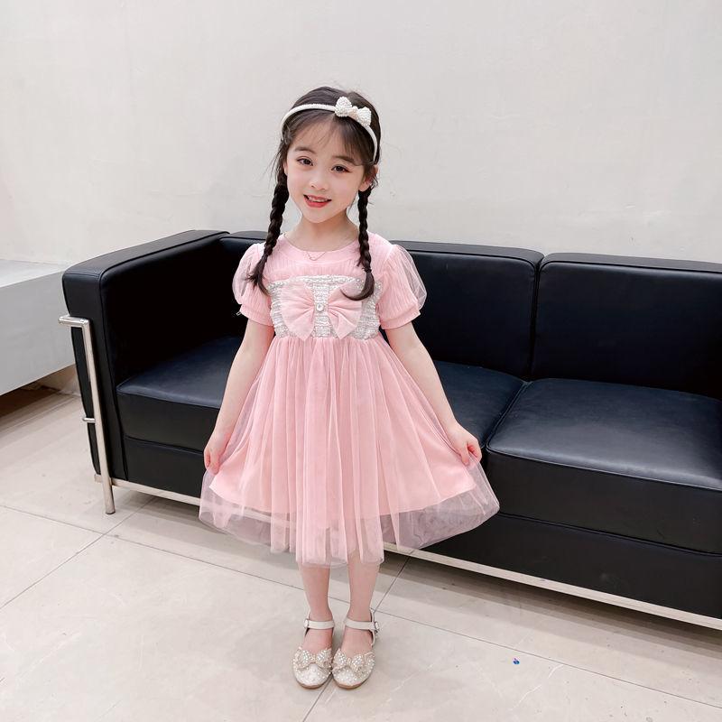 DONGSHOP Váy mùa hè cho bé gái 2023 Váy công chúa siêu xinh xắn Váy lụa phương Tây Váy trẻ em