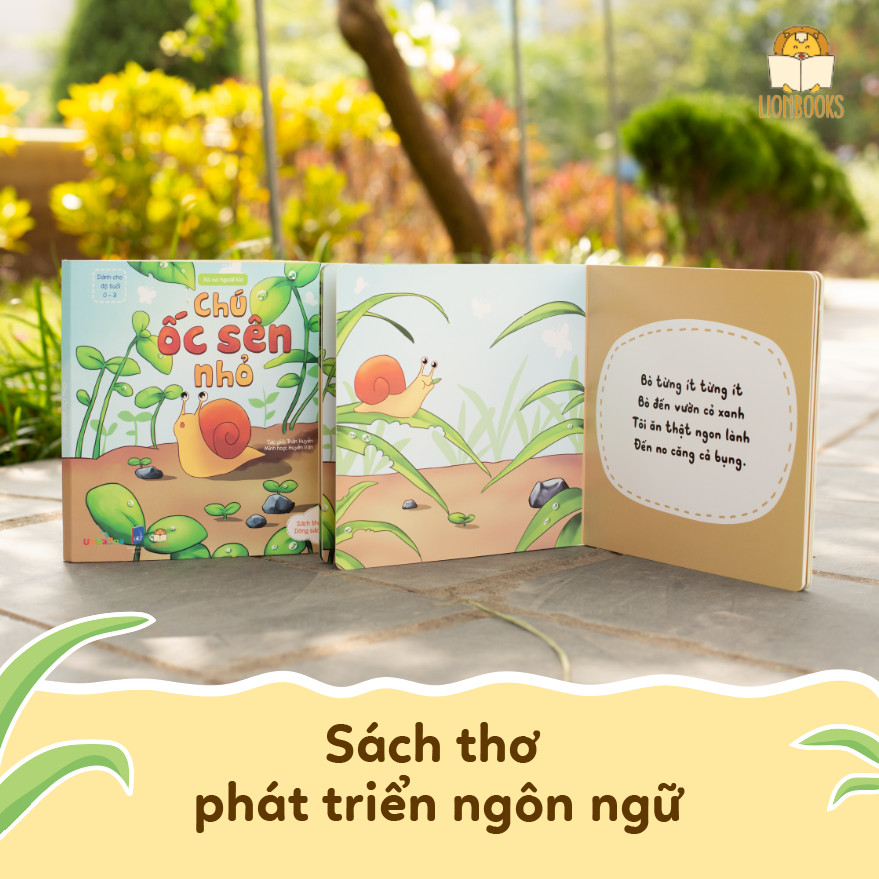 Sách bồi cứng CHÚ ỐC SÊN NHỎ - Sách thơ phát triển ngôn ngữ cho bé 0 - 3 tuổi, Tặng kèm tranh tô màu