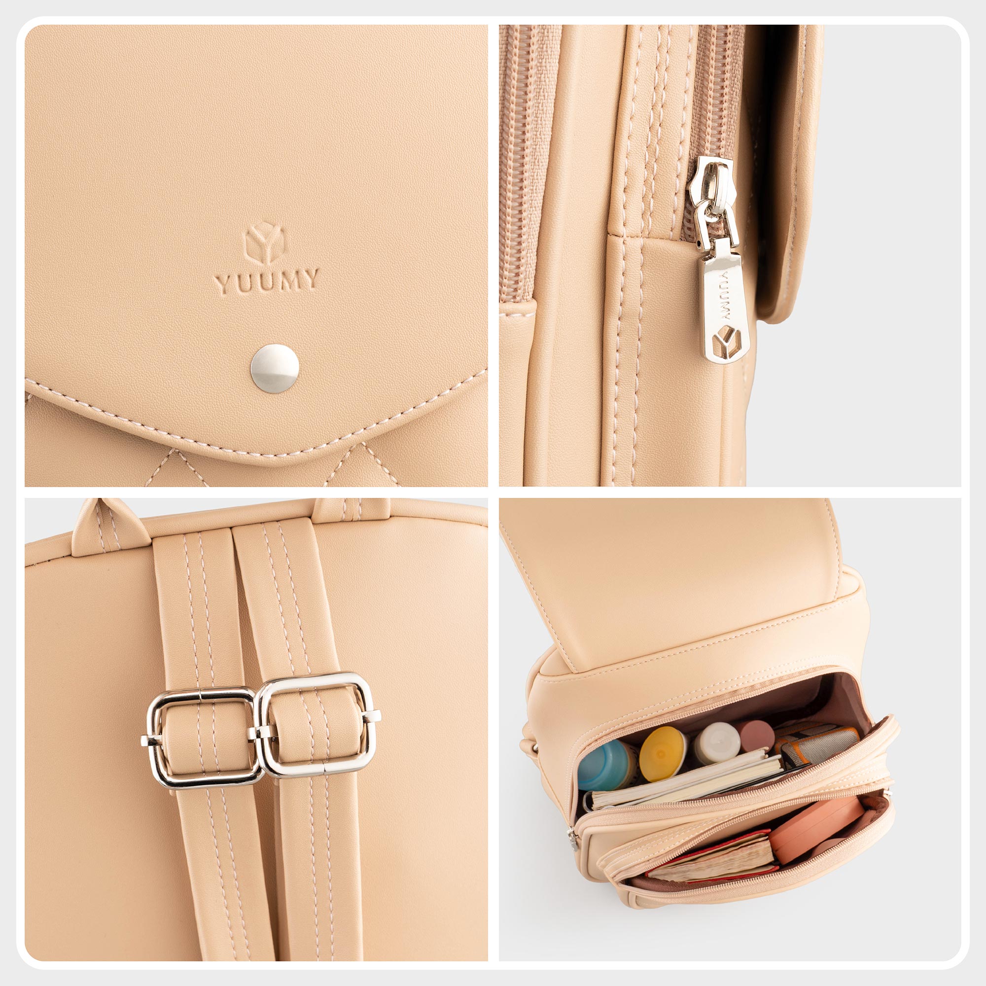 Balo Yuumy ( Thời trang nữ đựng phối nắp gập - Balo da Seasand YBA108 )