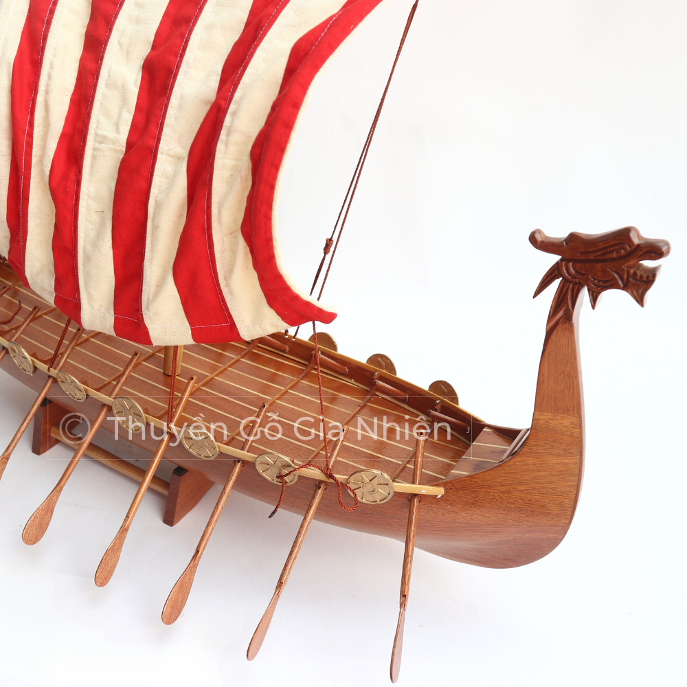 Mô Hình Thuyền Gỗ Phong Thủy Gia Nhiên, Thuyền Buồm Gỗ DRAKKAR VIKING Dài 60cm, Thuyền Trang Trí Xuất Khẩu Chất Lượng Cao