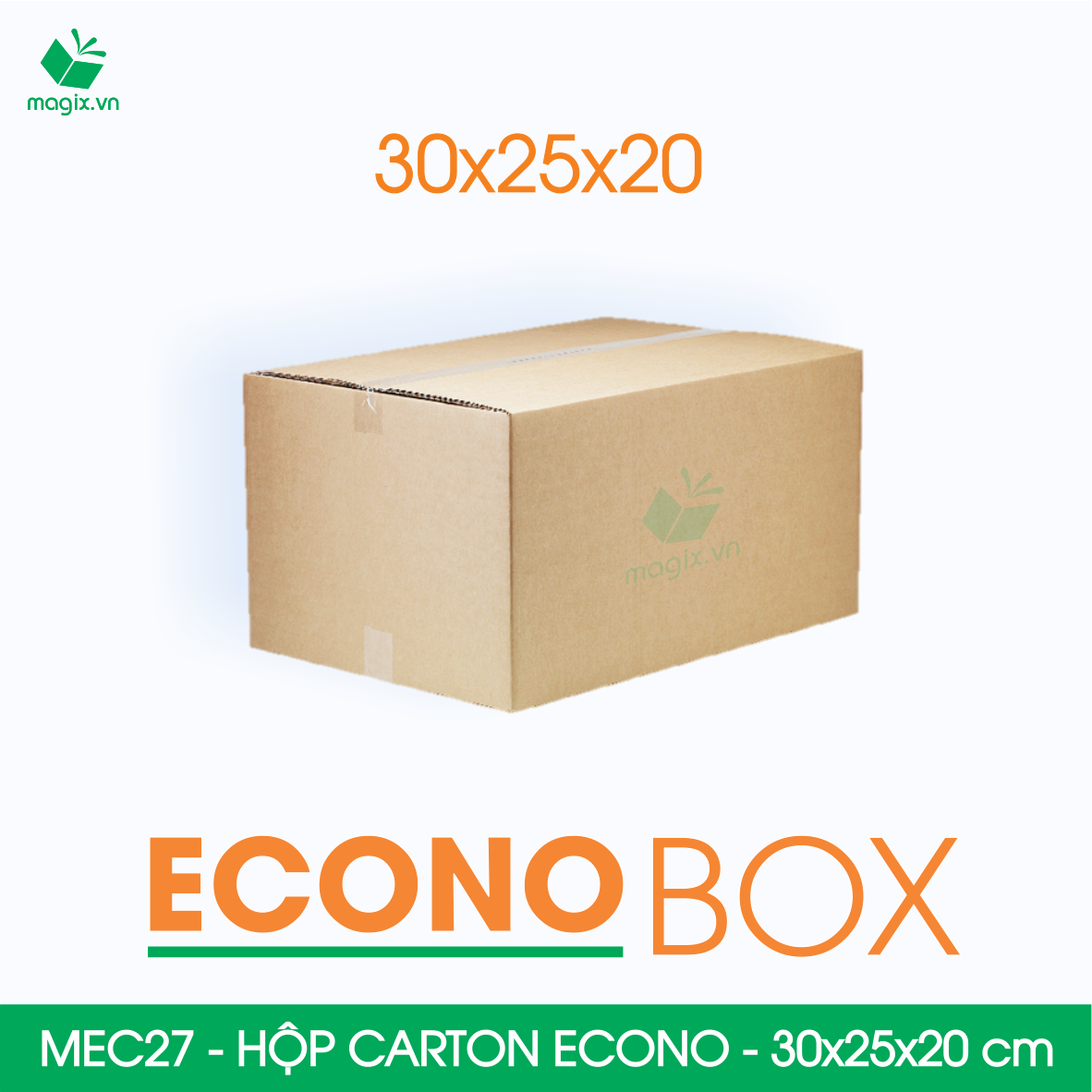 MEC27 - 30x25x20 cm - Combo 100 thùng hộp carton trơn siêu tiết kiệm ECONO