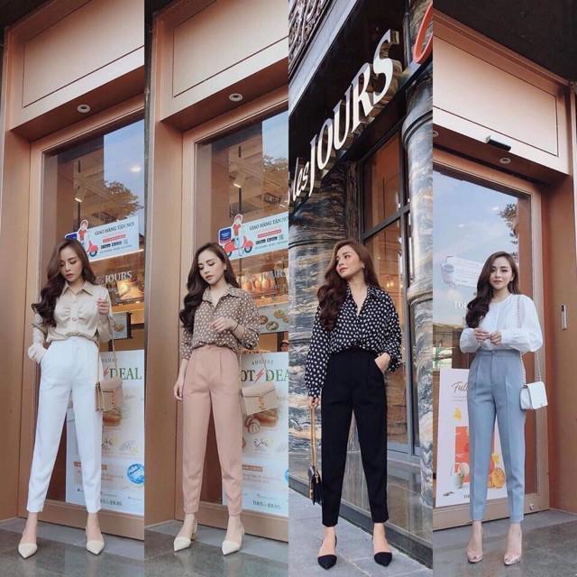 Quần baggy nữ công sở đẹp cúc bọc cao cấp dáng đẹp Hàn Quốc Q166