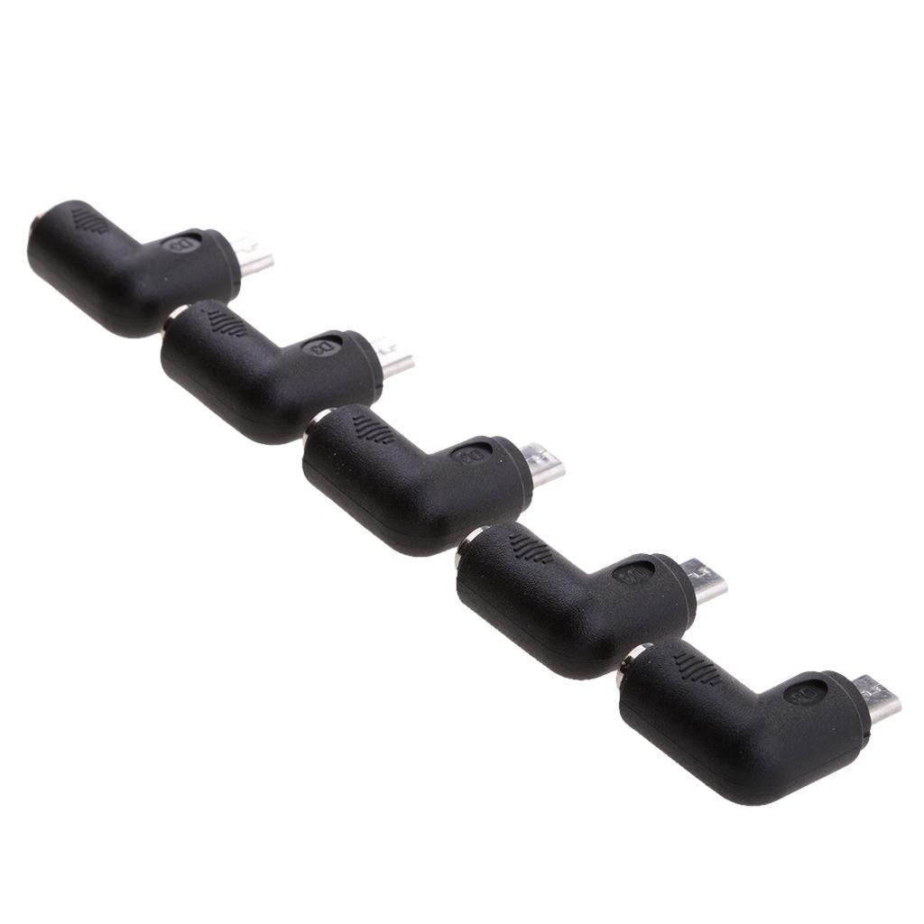 5x .5x2.1mm Female Socket to Micro USB Male Adapter Connector 90 Degree