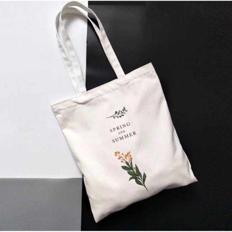 Túi tote vải canvas cành hoa cải Siêu hot tặng quà xinh