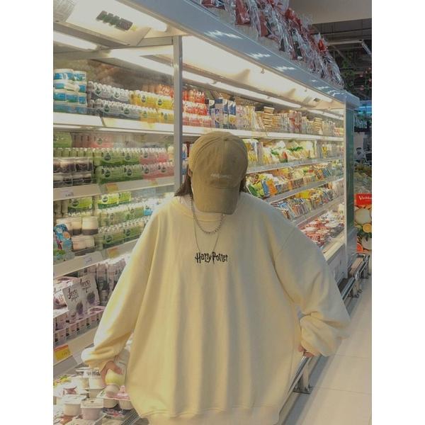 Áo Sweater Dáng Rộng Chữ Thêu HARRY POTTER  ,Áo Sweater Chỉ Nổi Chữ Thêu Phong Cách Unisex Nam Nữ Dáng Rộng