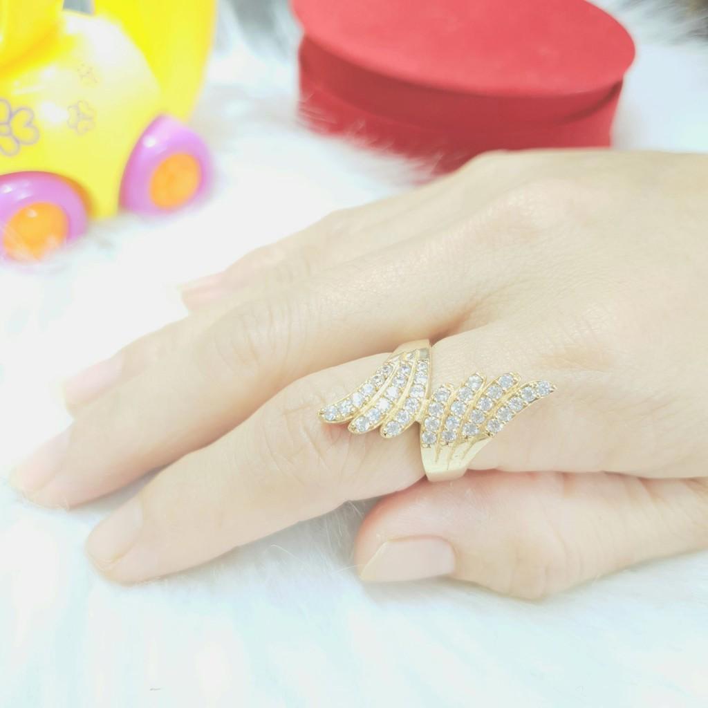 Nhẫn Nữ Đôi Cánh Đính Xoàn Vonfram Cao Cấp- Dùng vĩnh viễn tắm rửa không phai