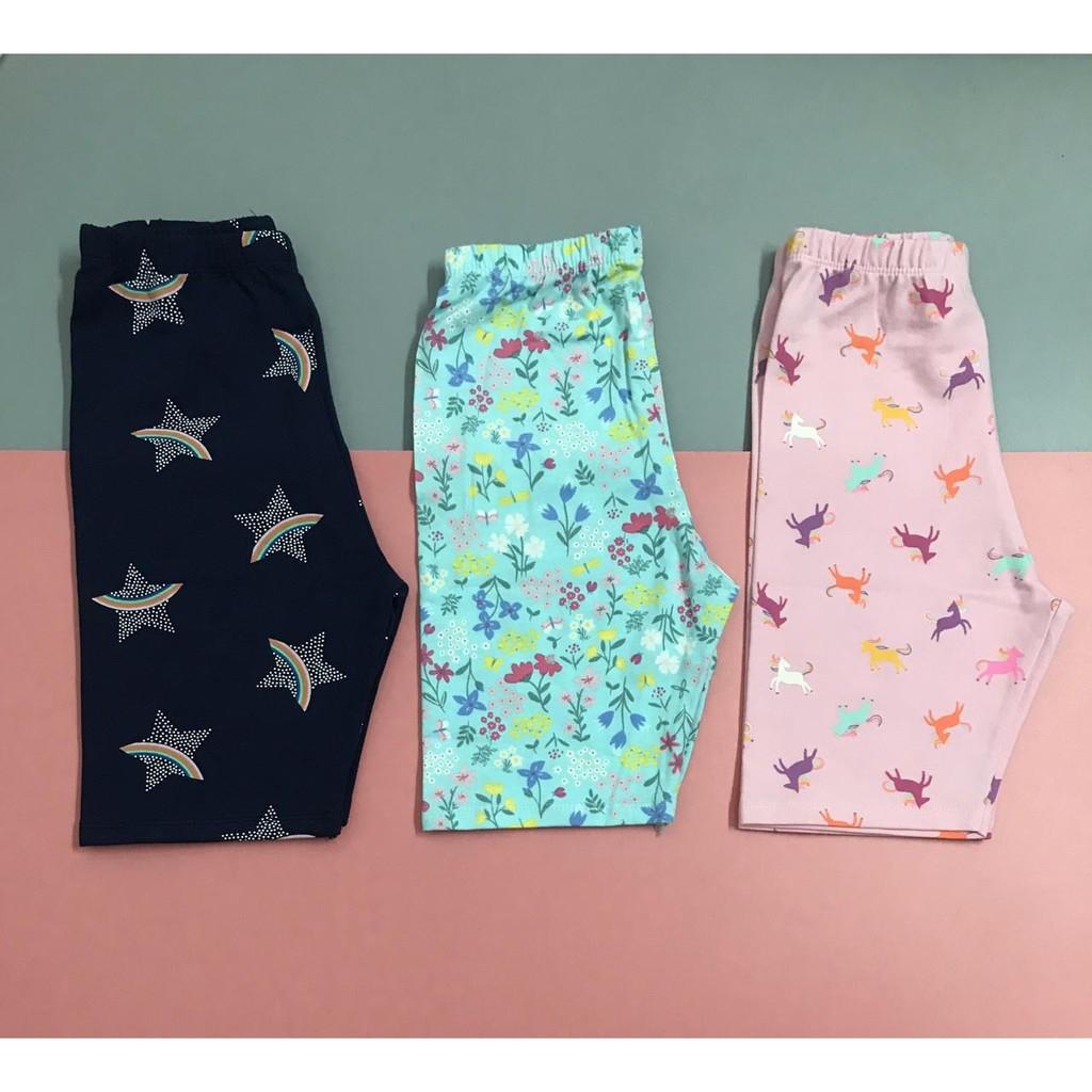 SET 5 LEGGING LỬNG/ QUẦN LỬNG QUA GỐI THUN COTTON 4 CHIỀU HOẠ TIẾT CHO BÉ GÁI HÀNG XUẤT DƯ ĐẸP 9-41KG