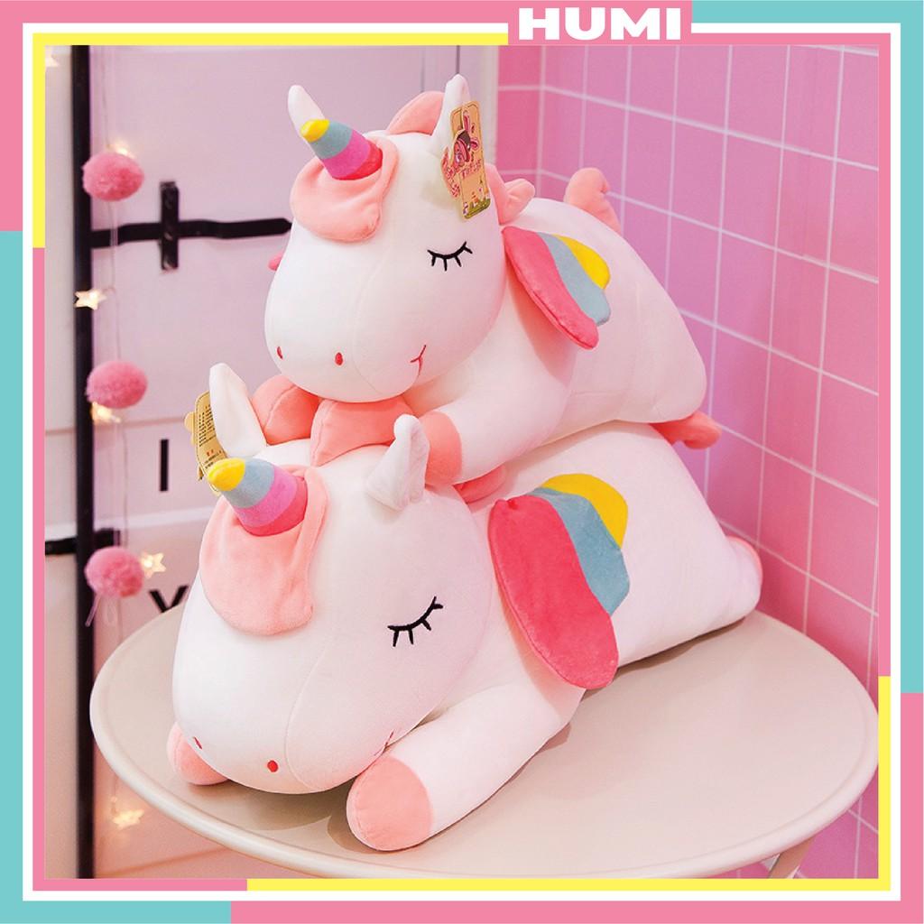 Gấu Bông Ngựa Unicon 1 Sừng Cao Cấp Dễ Thương To Giá Rẻ Hình Thú Dài Size 55 - 80 - HUMI