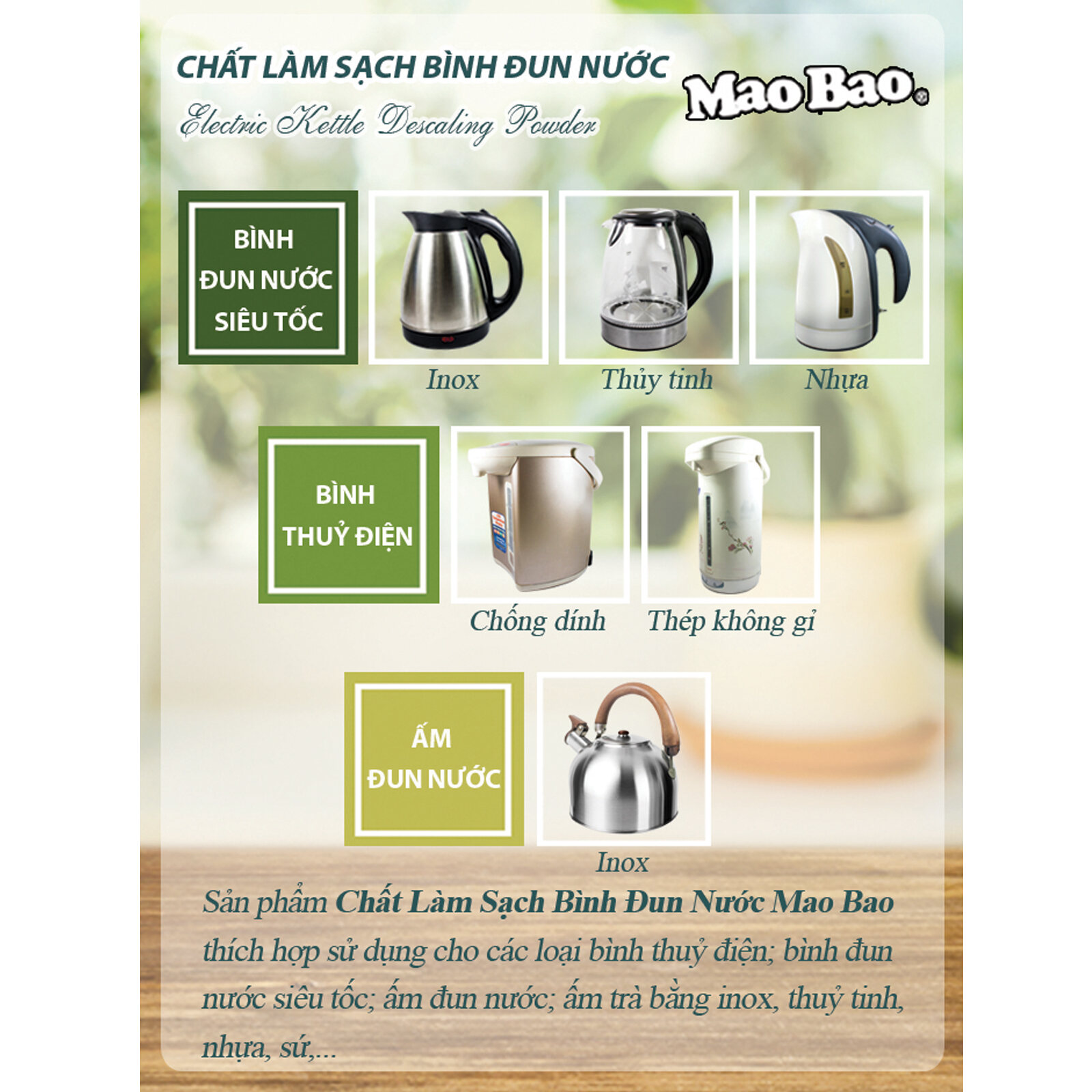 Chất Làm Sạch Bình Đun Nước Mao Bao 25g x 1 (túi 1 gói)