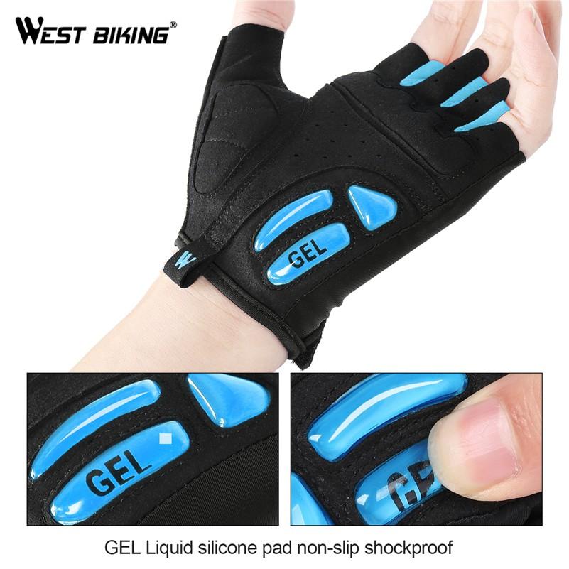 Găng Tay WEST BIKING Hở Ngón Cho Người Đi Xe Đạp Có Miếng Đệm Gel Chống Sốc Sử Dụng Được Cho Cả Nam Và Nữ
